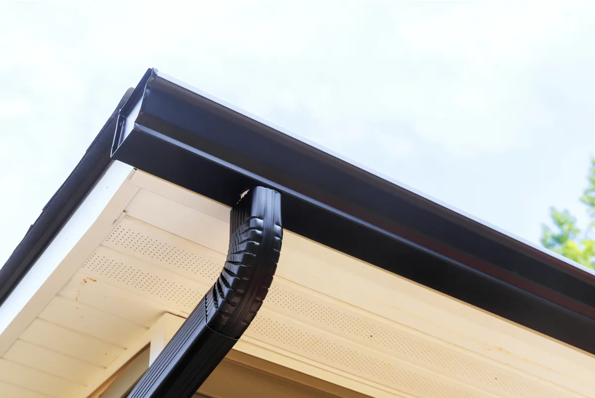 Premium gutter system on a Westlake Hills luxury home